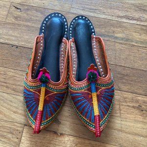 Handmade Embroidered Mule Flats from India Womens 8